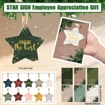 Colingmill 20 Sets Thank You Gifts Office Christmas Ornament for Team Acrylic Xmas Hanging Plaque with Card Employee Appreciation Gift for Coworker Nurse Teacher Staff Group Xmas Tree Decor (Vivid)