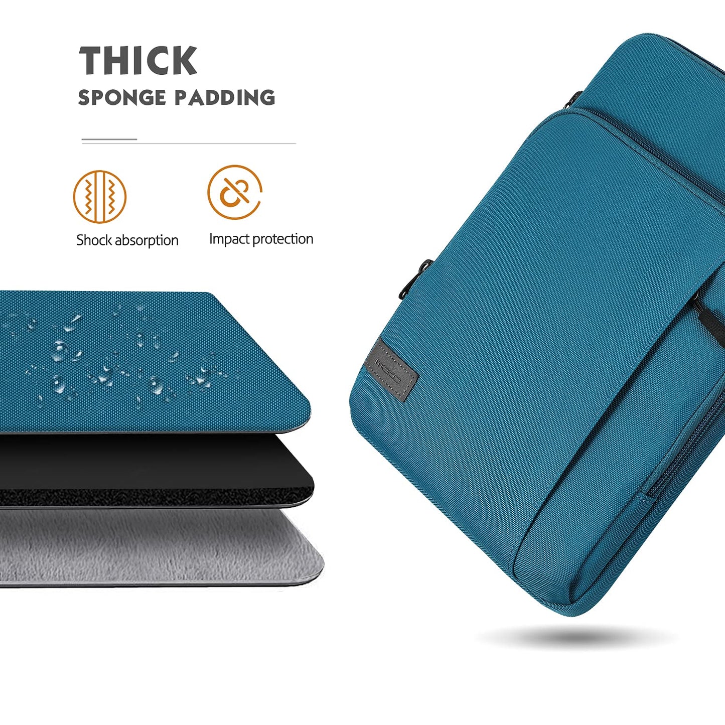 MoKo Laptop Sleeve Bag for 13.3-14 Inch, Notebook Carrying Case with Pocket Fits New MacBook Pro M3/M2 14" /13" M2/M1 Pro/M1 Max 14.2 2023-2021/Air 13.6" M2 2022, Surface Pro 9/8 13", Peacock Blue