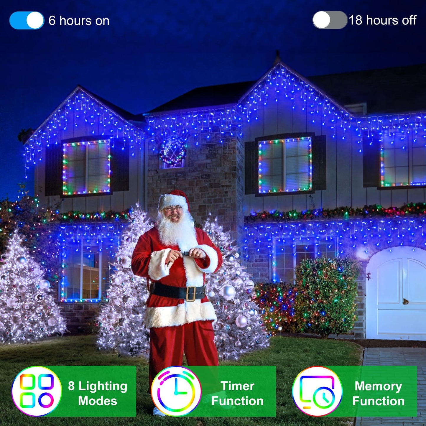 1620 LED 164ft 360 Drops Christmas Lights, Outdoor Hanging lights with 8 Modes & Timer Memory, Outside Waterproof Curtain String Light for House Fence Tree Holiday Wedding Party Decorations (Blue)