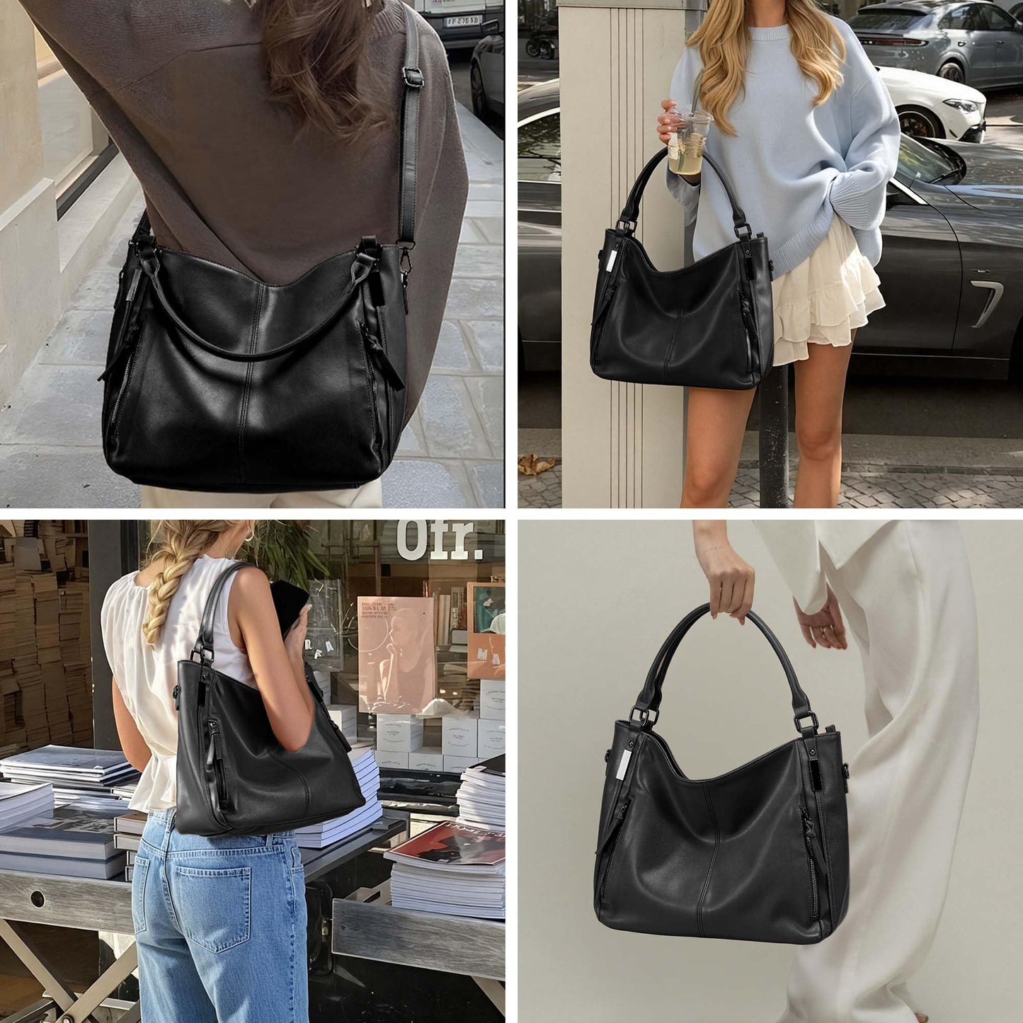 GEMIU Tote Bag for Women Slouchy Shoulder Purses Large Women's Crossbody Handbags for Womens for Travel and Work Black
