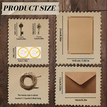 96 PCS Vintage Stationery Set, 32 Aged Paper with 16 Matching Envelopes, Vintage Antique Old Fashion Paper, Premium Old World Letter Writing Kit for Invitations, Love Letters, Thank You Notes