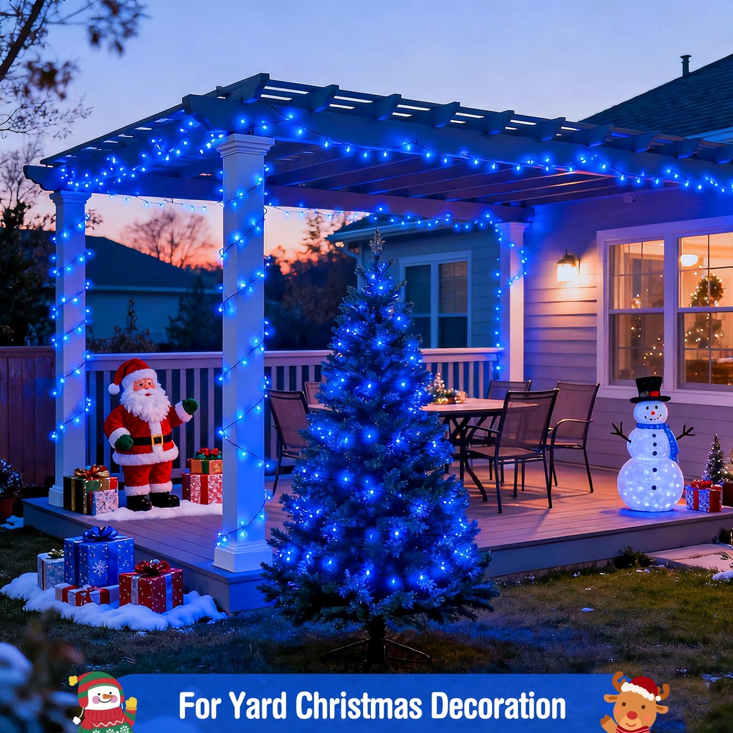 JMEXSUSS Blue 400 LED Christmas Lights Outdoor, 132ft Christmas Tree Lights with Remote, Indoor Blue String Lights Plug in for House Christmas Bush Decorations