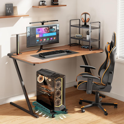 PEGZONE Adjustable PC Stand for Floor(400-510mm D, 160-300mm W), PC Tower Stand with 4 Caster Wheels, Ventilated Under Desk CPU Cart Holder for Office, Gamers, Black