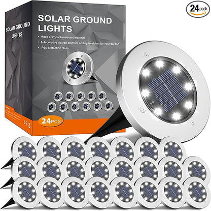 INCX Solar Lights Outdoor Waterproof, 24 Pack Solar Light for Outside, Garden Lights Landscape Lighting for Patio Pathway Lawn Yard Deck Driveway Walkway, Cold White