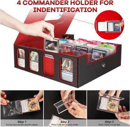 Card Storage Box - 3200+ MTG Deck Case with Colorful Dividers & Portable Handle | Fits TCG & Magic Cards
