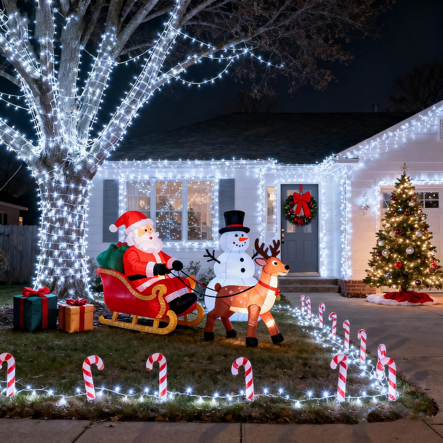 100FT 300 LED Outdoor String Lights, Plug in Connectable Christmas Lights Indoor Waterproof, 8 Modes Clear Wire String Lights for Outside Patio Garden Wedding Party Holiday Decorations, Cool White