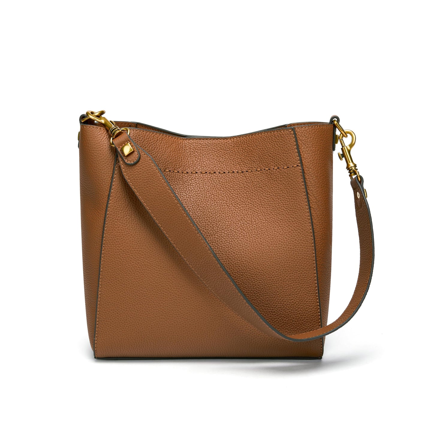DORIS&JACKY Genuine Leather Bucket Hobo Bag for Women Designer Shoulder Purse and Satchel Tote with Detachable Wide Strap