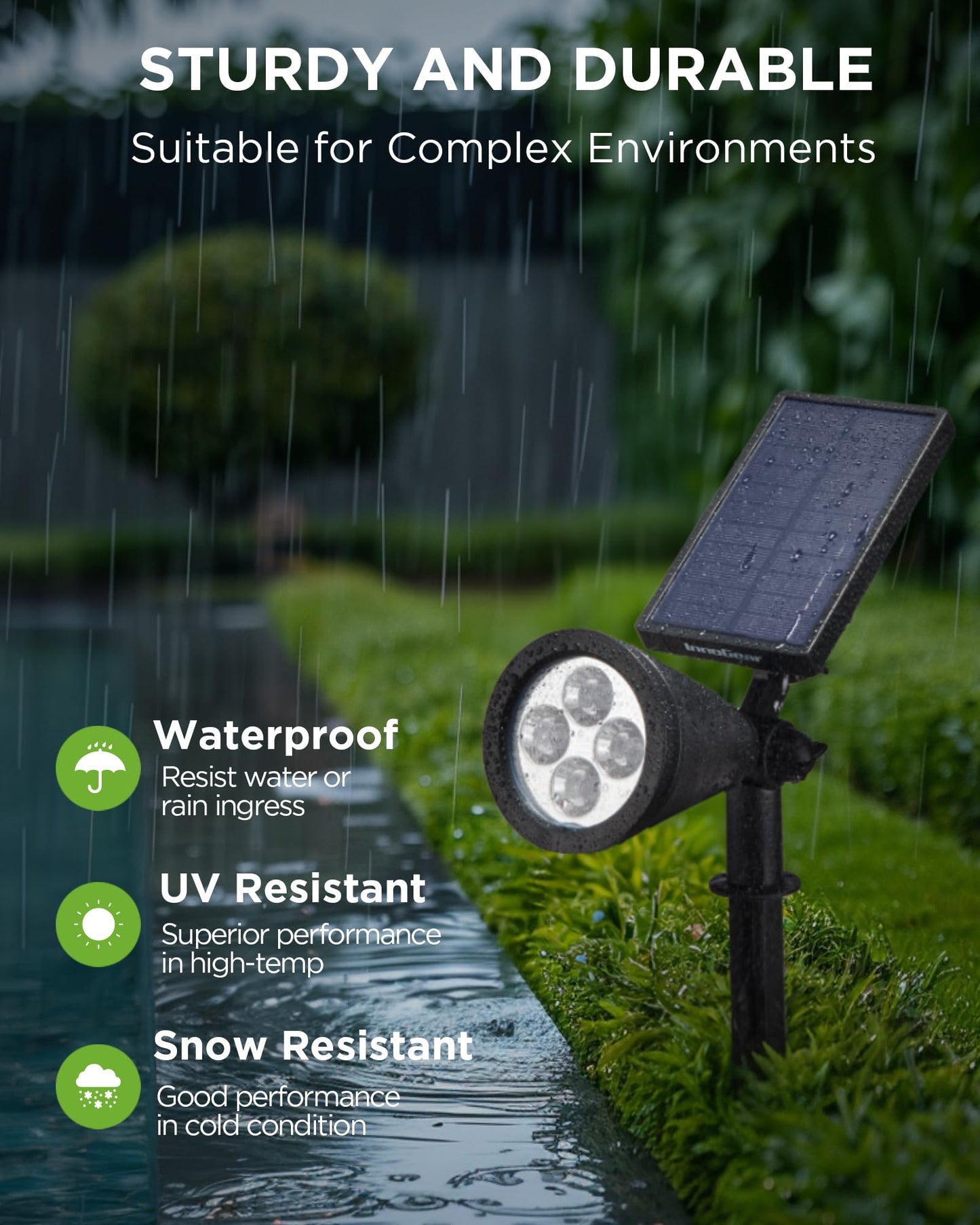 InnoGear Solar Lights Outdoor Waterproof Halloween Christmas Solar Garden Light for Outside Yard Landscape Lighting Pathway Spot Lights Spotlight Wall Light, 4 Pack (Red, Green, Violet Purple, Blue)