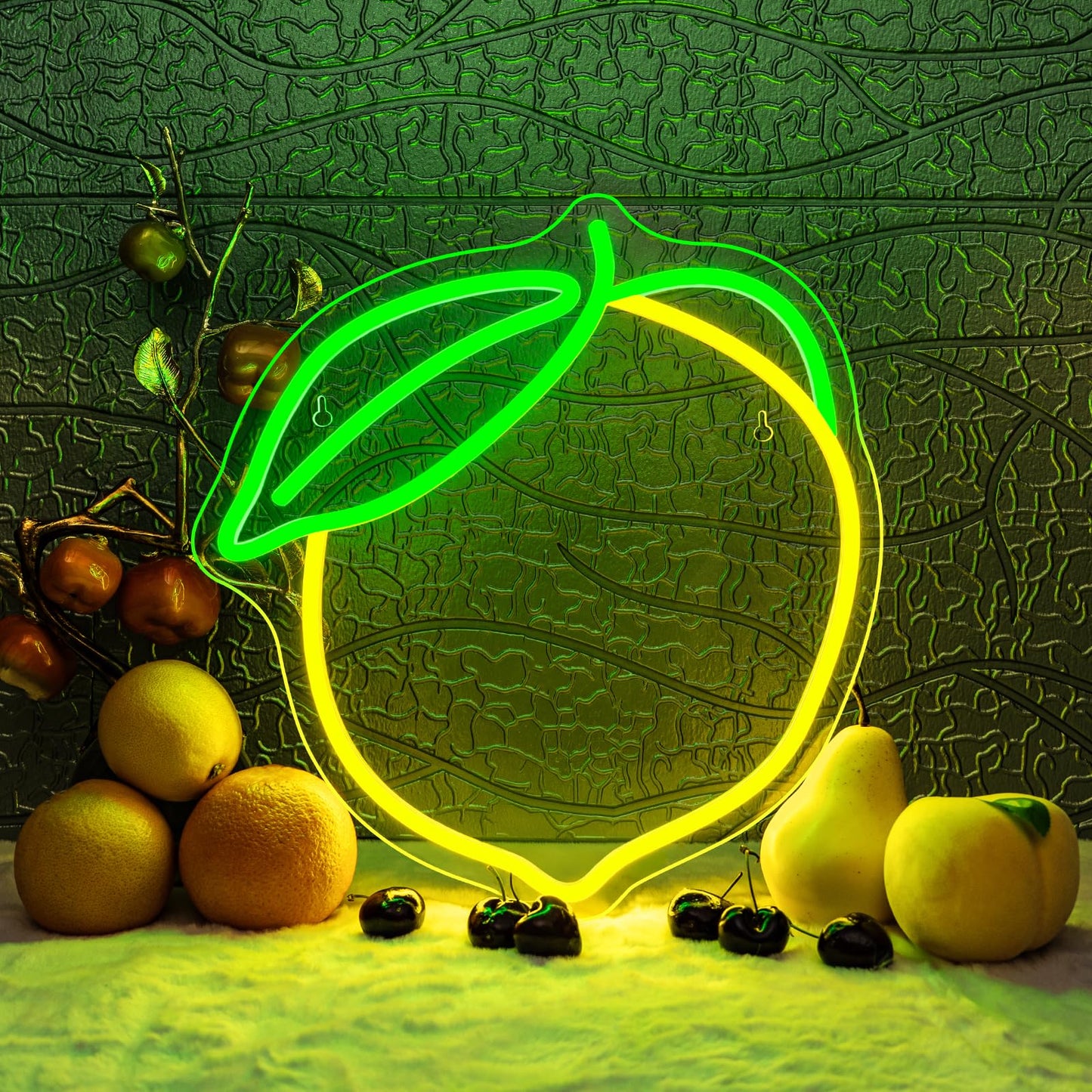 Lemon Neon Sign Lemons Yellow Led Sign Fruit Shape Neon Light for Apartment, Bar, Kids' Room,Bedroom,KTV Pub, Shop Wedding, Celebration (12.6"*11")