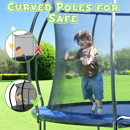 14FT Outdoor Trampoline for Kids - ASTM Approved with Safety Enclosure Net & Ladder | Rust-Resistant Frame