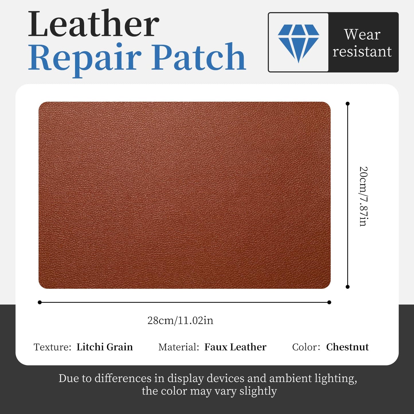 Fadoub Leather Repair Patch Tape Self-Adhesive, 8x11In Heavy Duty Vinyl Patch, Leather Repair Kit for Furniture, Sofa, Couch, Office Chair, Car Seat, Car Interior((Chestnut Brown)