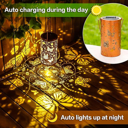 Butterfly Solar Lanterns Outdoor Waterproof Hanging Solar Lights Butterfly Gifts for Women Men Metal Decorative LED Lanterns for Garden Decor,Yard,Patio,Lawn,Tabletop,Pathway,Landscape