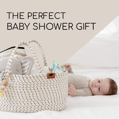 Lu & Ken 3 in 1 Large Diaper Caddy Organizer - Baby Tote Bag, Nappy Caddy, Diaper Basket Organizer - Nursery Storage Basket - Hanging Storage Caddy - Includes Stylish Canvas Bag - diaper caddy basket.
