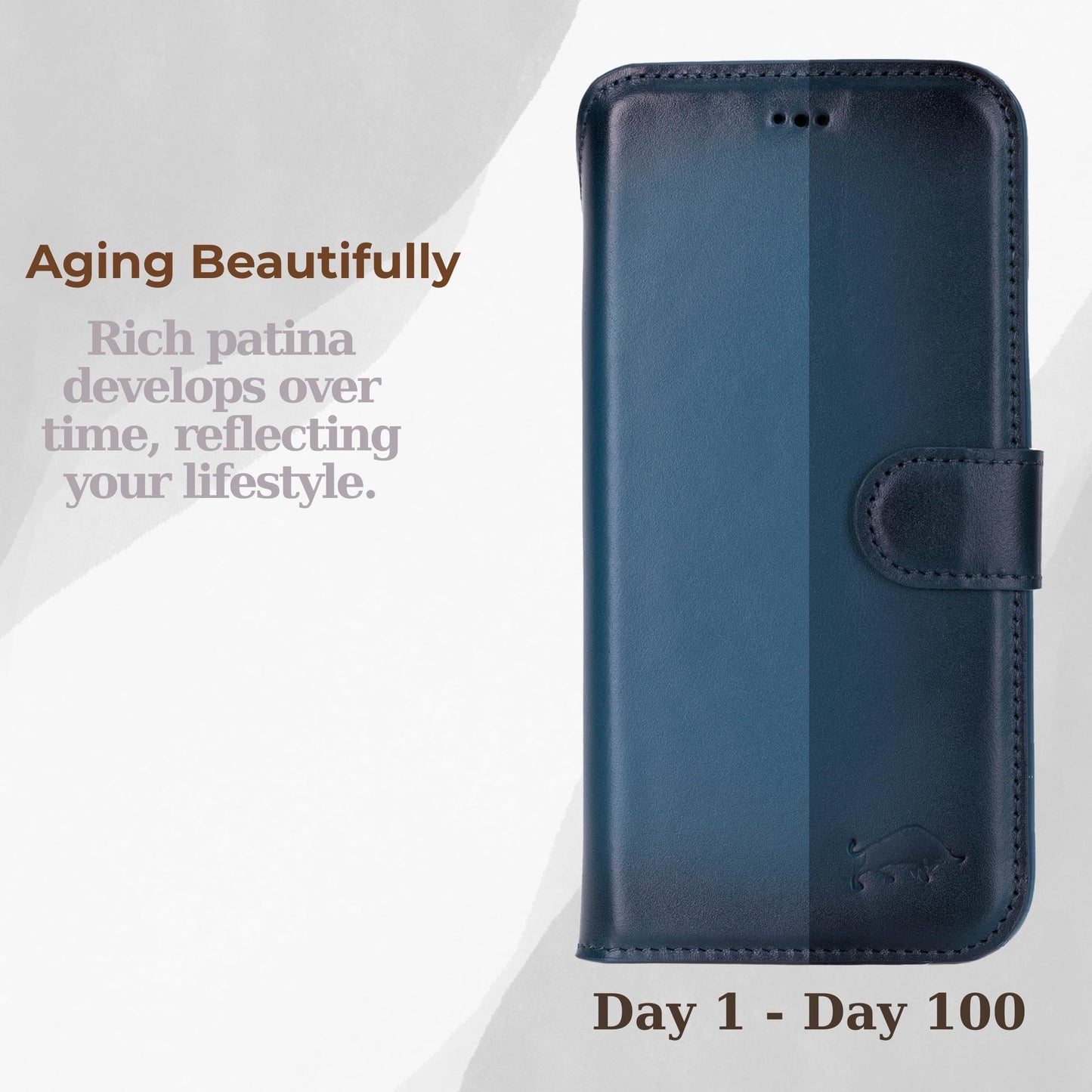 VENOULT Leather Wallet Case for iPhone 17 Pro Max, Full Grain Genuine Leather, Magnetic Detachable, 4 Card Holder, Buesiness Style, Compatible with MagSafe, RFID, Handmade (Admiral Blue)
