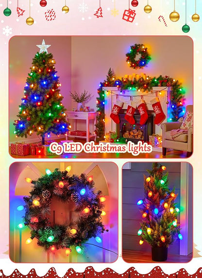 Vintage C9 LED Christmas Lights Outdoor, 150 Feet C9 String Lights with 150 Shatterproof C9 Bulbs, Waterproof Connectable Commercial Christmas Tree Lights for Outside Roofline Patio Decor, Multicolor