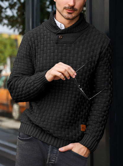 Zaitun Mens Knitted Jumper Sweater Crew Neck Warm Long Sleeve Pullover Textured Ribbed Edge Top S-5XL