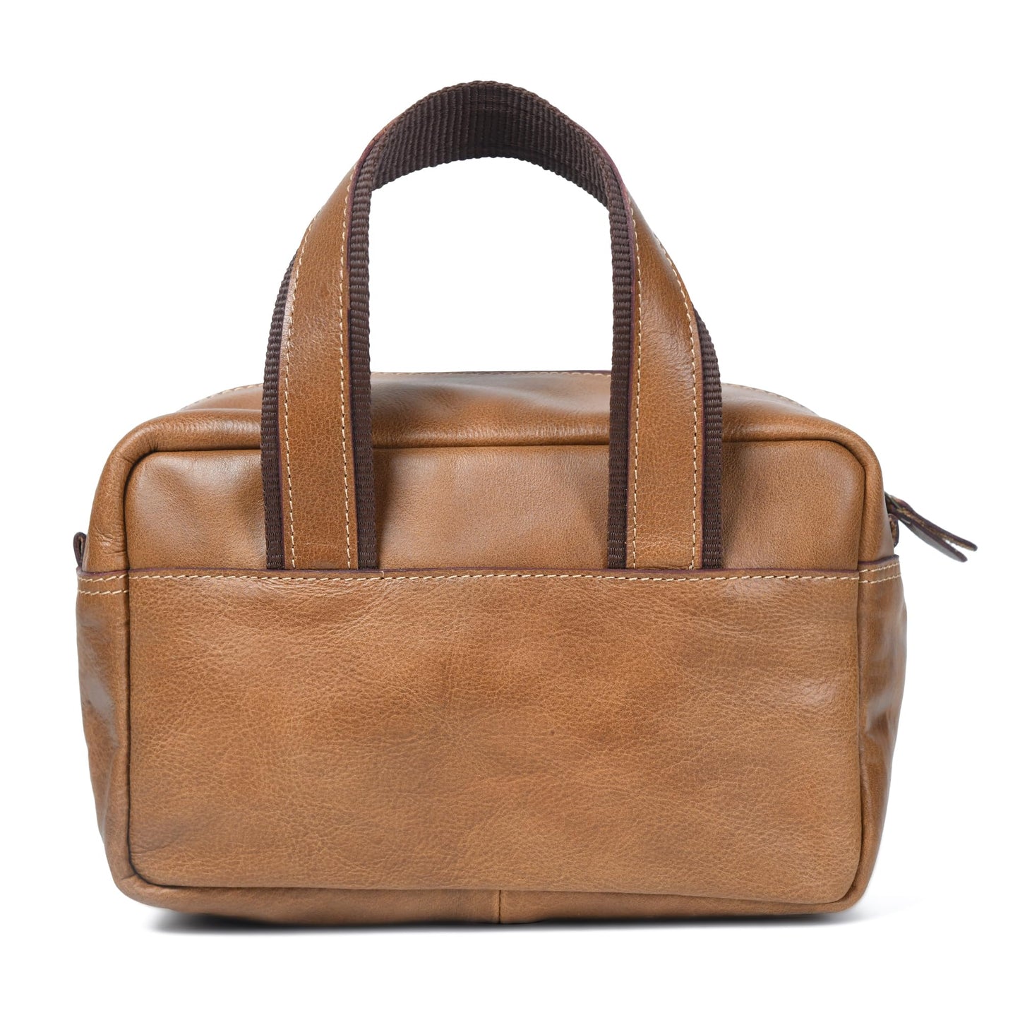 De Lira Extra Large Full-grain Leather Toiletry Bag, Shaving Kit & Cosmetics Case, 10x6x5.5 in, Travel Organizer for Men & Women, Light Brown