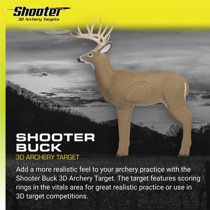 SHOOTER Buck 3D Archery Target, 48” Tall, Replaceable Insert for Long Life, Weather-Resistant Construction, High-Density Impact-Response Foam Withstands Field Points, Broadheads, and Expandables