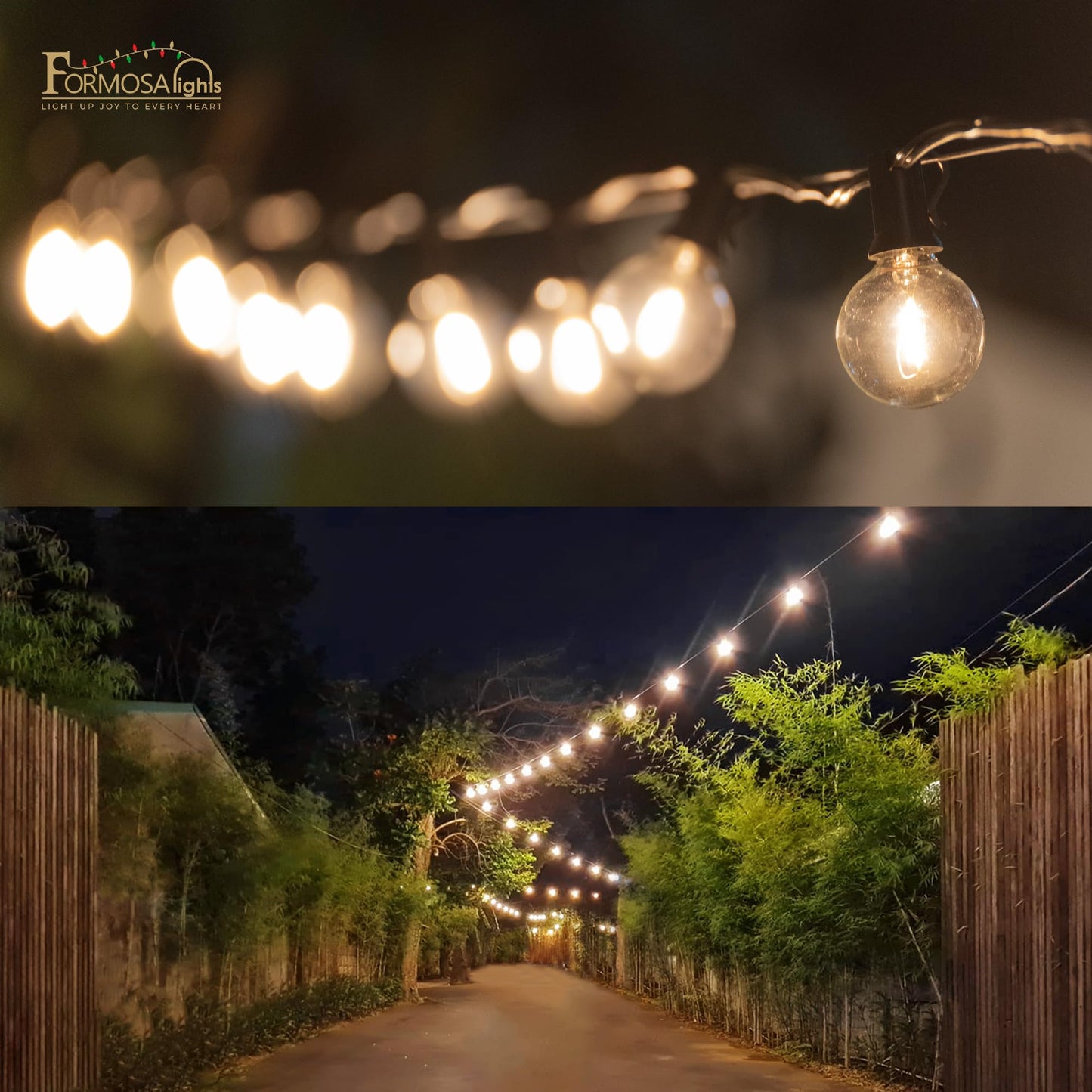 Formosa 26ft Clear Incandescent Christmas String Lights, Indoor G40 Shatterproof Bulbs, 25 Retro Globe Edison Bulbs, Indoor Hanging Lights for Bedroom & Living Room Decor