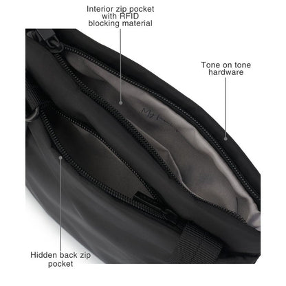 Hedgren LEONCE Crossbody Bag - RFID Protection, Zip Lock, Pen & Slip Pockets, Water-Repellent, 0.92L - Black