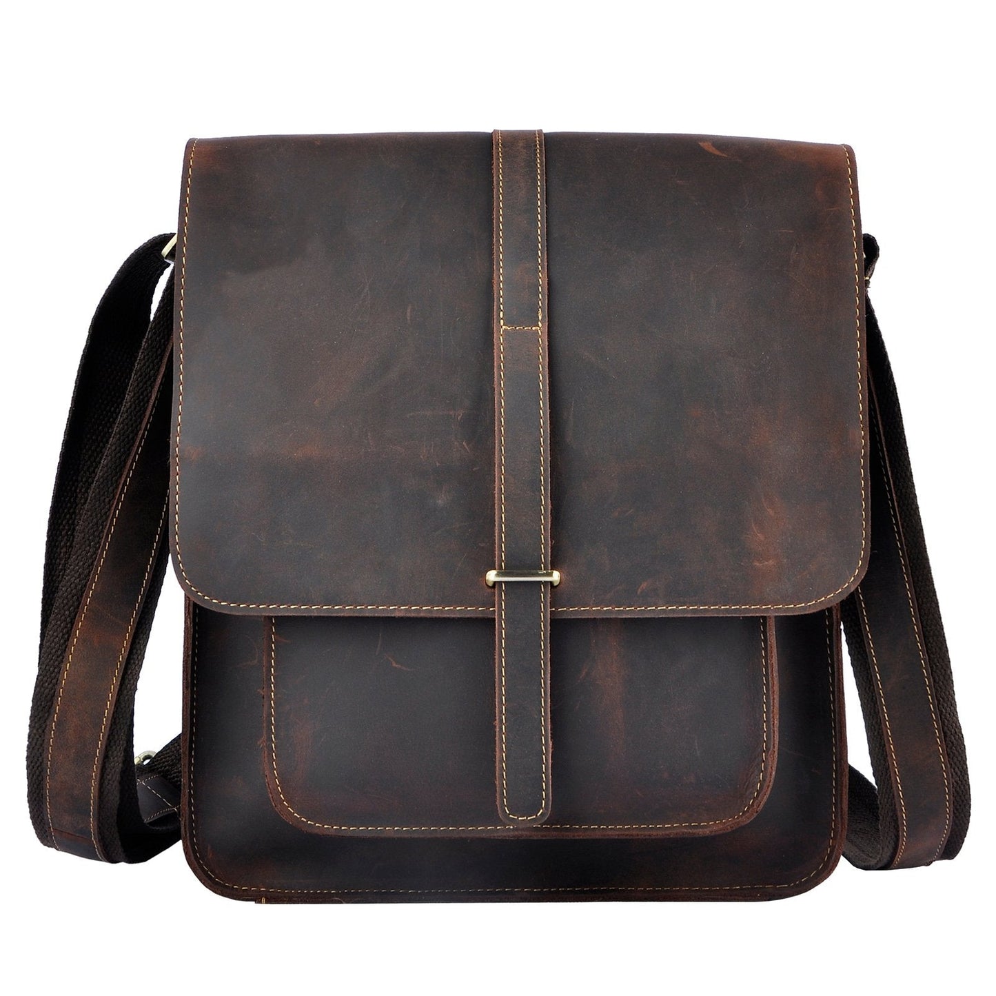 Le'aokuu Mens Genuine Leather Messenger Shoulder Sling Satchel Bag Cross Body