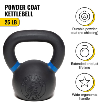Kettlebell Kings Powder Coated Kettlebell Weights 5-90 LB | Workout Gym Equipment & Strength training sets for Women & Men | Durable Coating for Grip Strength, Rust Prevention