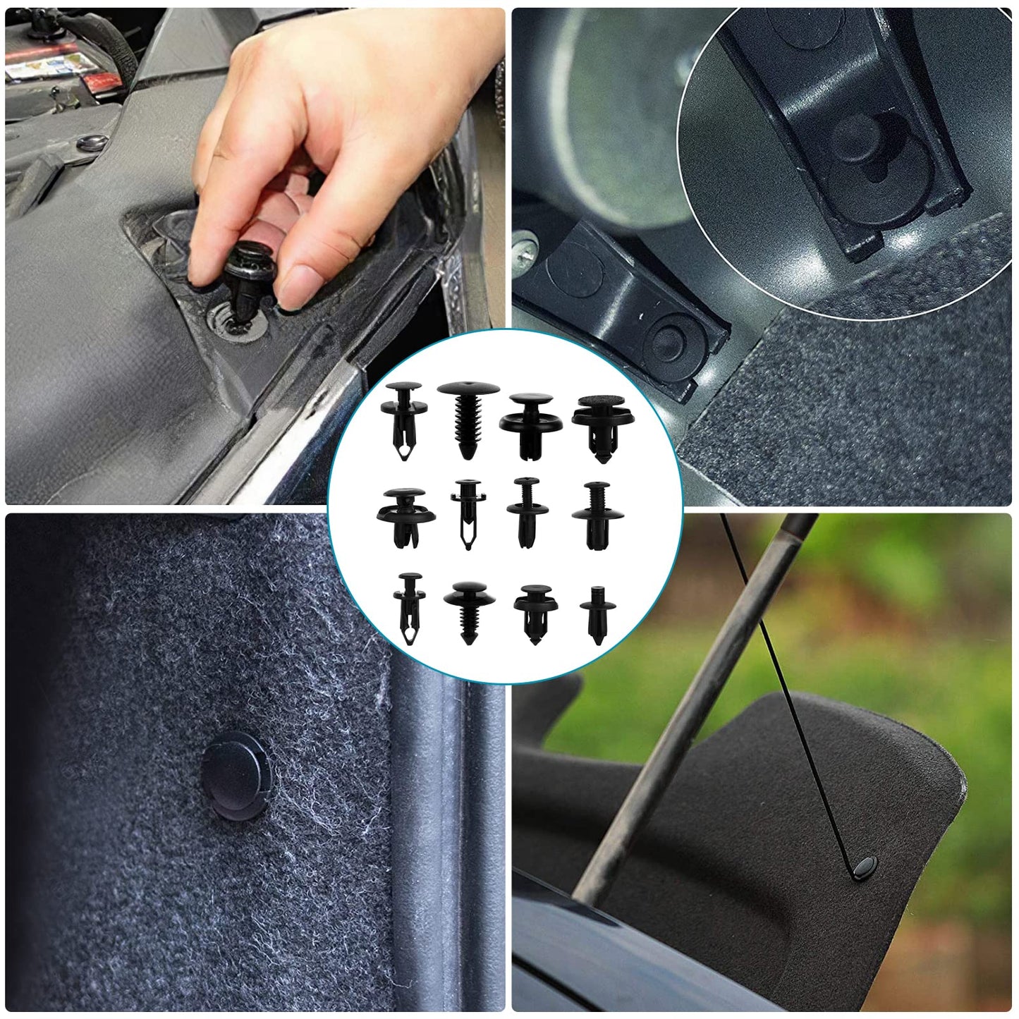835 PCS Car Push Retainer Clips and Plastic Fasteners Kit - 24 Sizes Nylon Bumper Fender Clips Plastic Rivets with Fasteners Removal Tool for Toyota GM Ford Honda Acura Chrysler