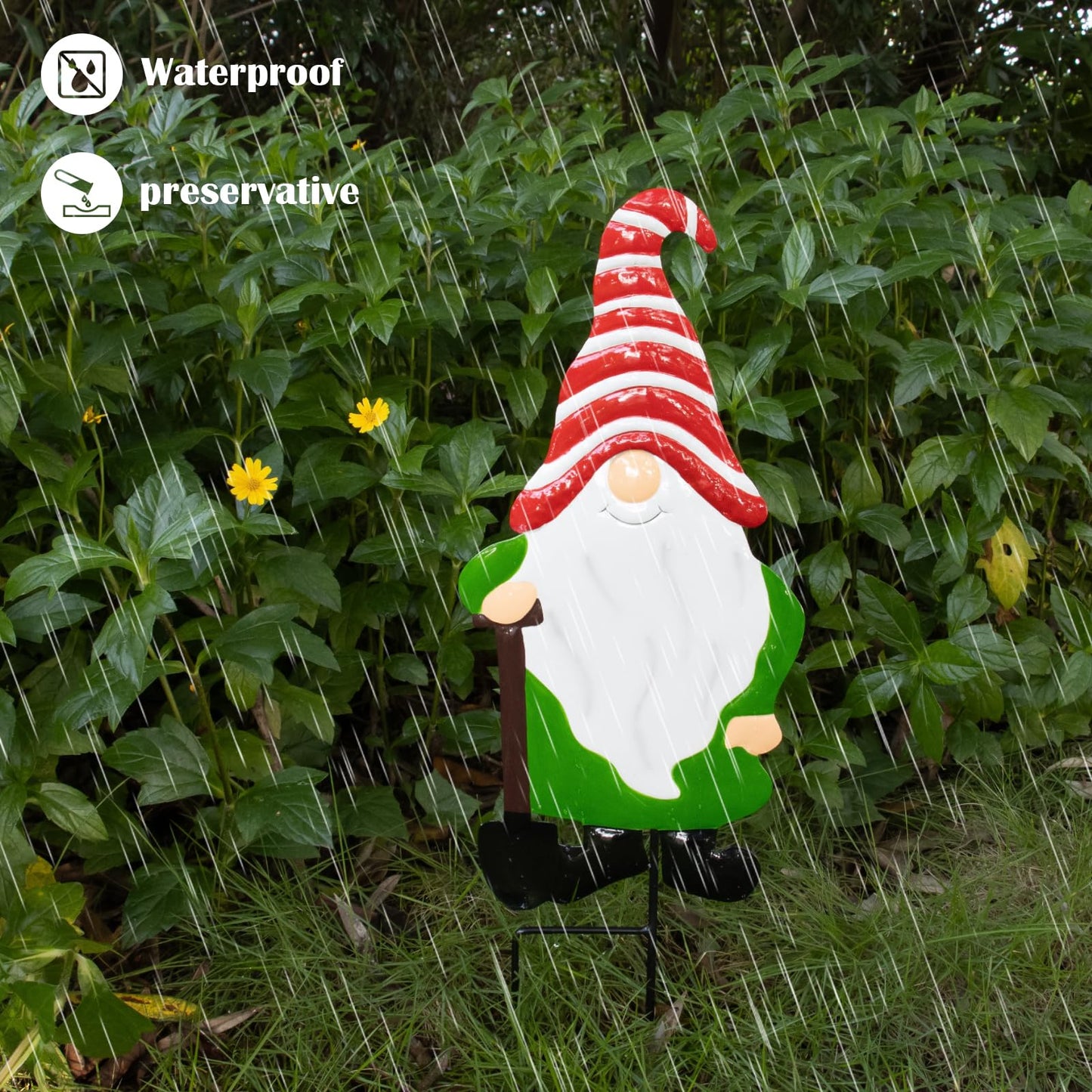 Voumsil Metal Yard Signs Decor for Rust Prevention, Yard Stakes with Gnomes for Outside Garden Yard Lawn Porch Holiday Party(Red)