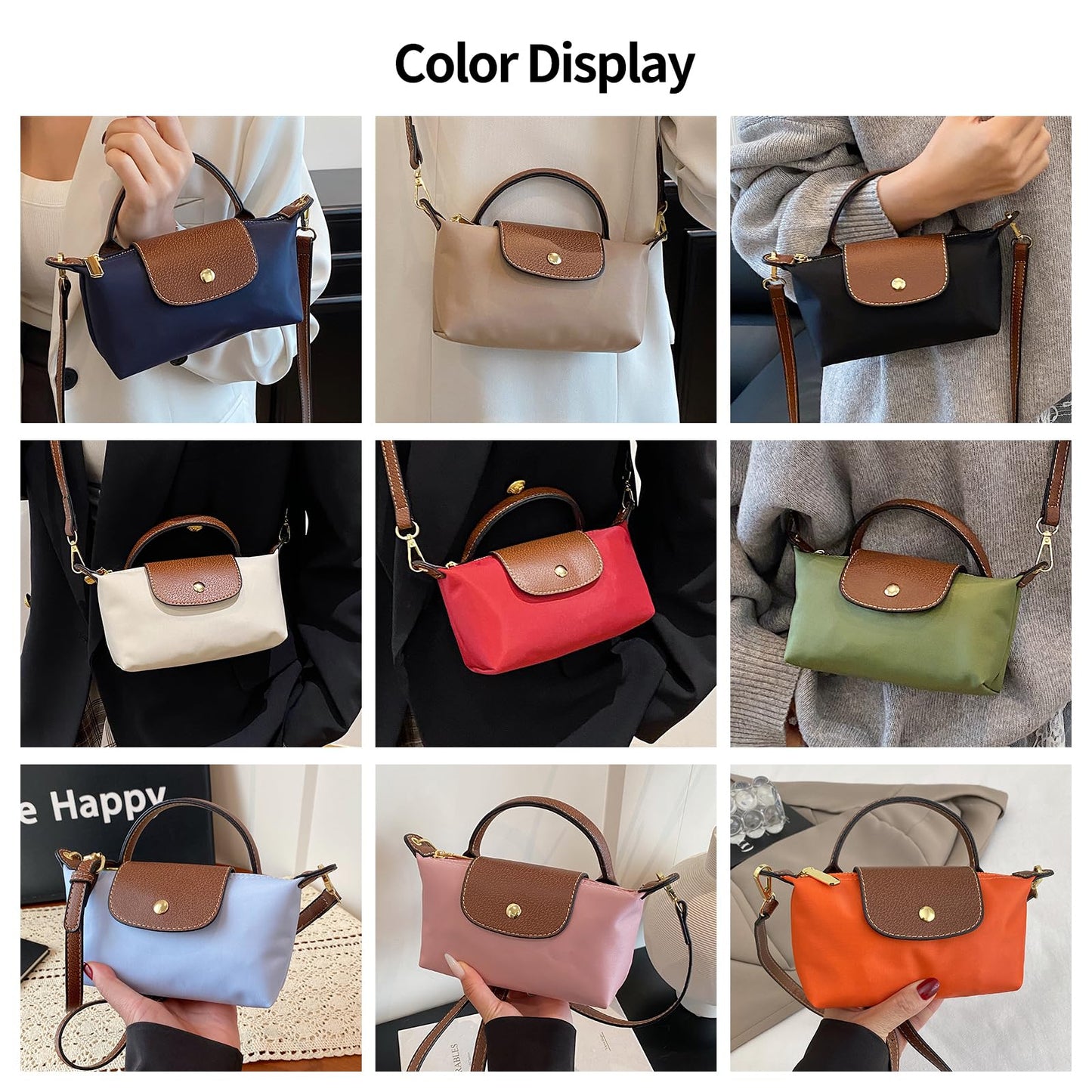 Mini Crossbody Bag for Women - Adjustable Strap Shoulder Purse, Small Spacious Tote with Zipper Pockets for Phone Wallet Keys 7.5in Baby Blue