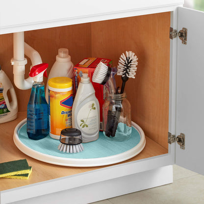 Copco Under-Sink Pantry and Cabinet Organizer, 18-Inch, Revolving Storage Solution, White and Gray