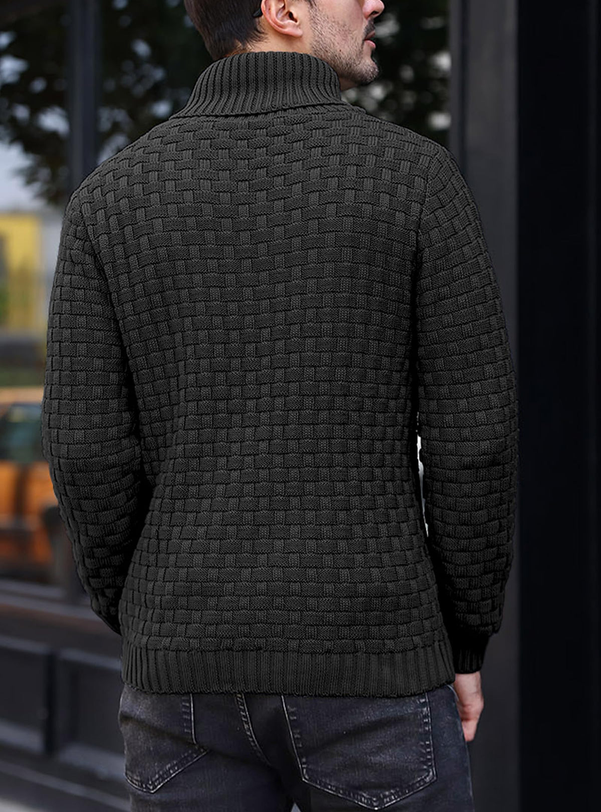 Zaitun Mens Knitted Jumper Sweater Crew Neck Warm Long Sleeve Pullover Textured Ribbed Edge Top S-5XL