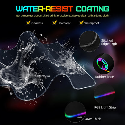 Wireless Charging Mouse Pad, RGB Gaming Mousepad, 31.5"x15.7" Extra Large Desk Pad, 13 Light Modes, Ultra-Smooth Surface, Non-Slip Base, Waterproof Computer Keyboard Mat for MacBook, PC, Laptop, Black