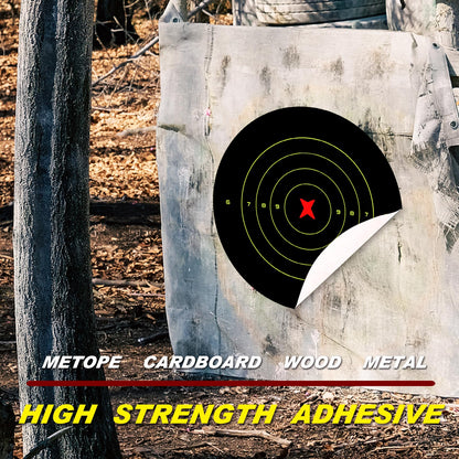 ATFLBOX 8 Inch Splatter Adhesive Bullseye Fluorescent Yellow Shooting Target Stickers, Shooting Outdoor and Indoor Ranges, Rective for Handguns, Rifle, Pistol, Pellet Guns, Airsoft, BB Guns (50 Pack)