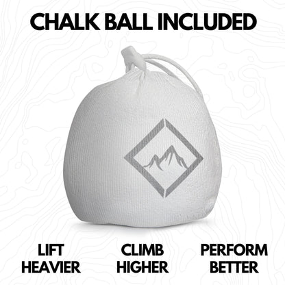 Chalk Bag + Refillable Chalk Ball - Iconic Topographical Map, Draw String Closure, 2 Zippered Pockets, & Brush Holder - Climbing Chalk Bag for Rock Climbing, Bouldering, Weightlifting, Gymnastics