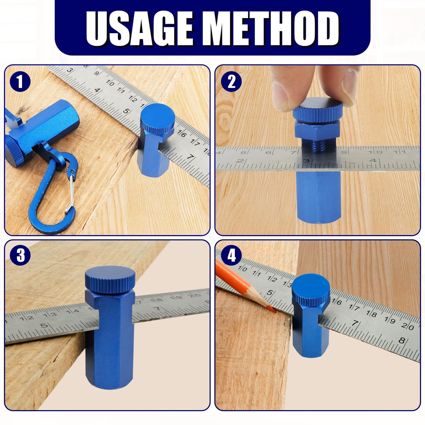 OWTWCNL Tall Stair Gauges for Framing Square, Aluminum, Anodized, 4.7x2.1cm/1.85x0.83 inch