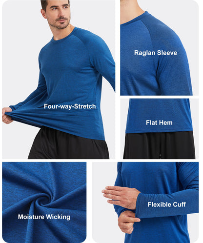 MLYENX 5 Pack Long Sleeve Shirts for Men UPF 50+ UV Sun Protection Quick Dry Moisture Wicking Workout Tee Shirts 3XL