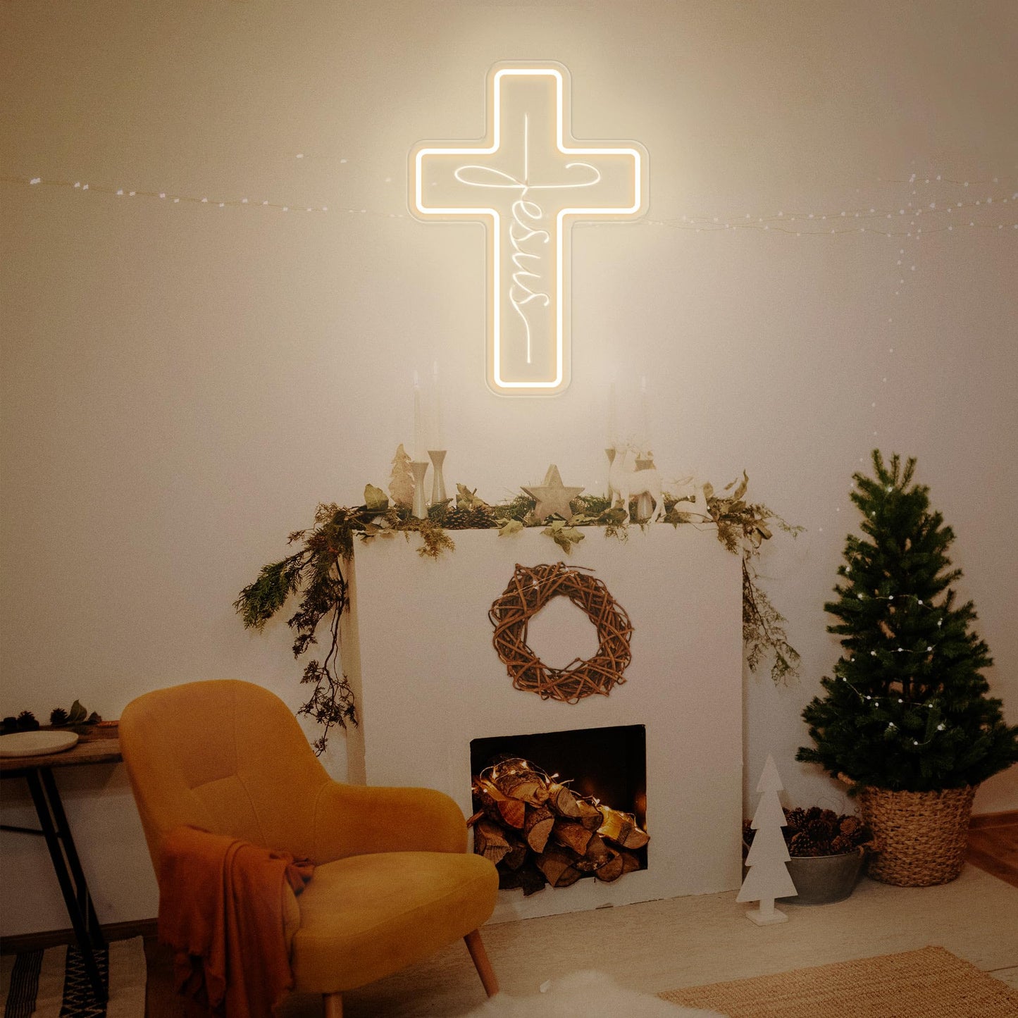 Cross Neon Signs Jesus Neon Signs LED Wall Decor for Bedroom Living Room Weddings, Dimmable Light Sign for Home Decor, Religious Events, Christmas Easter Celebrations Gifts (Jesus Cross)