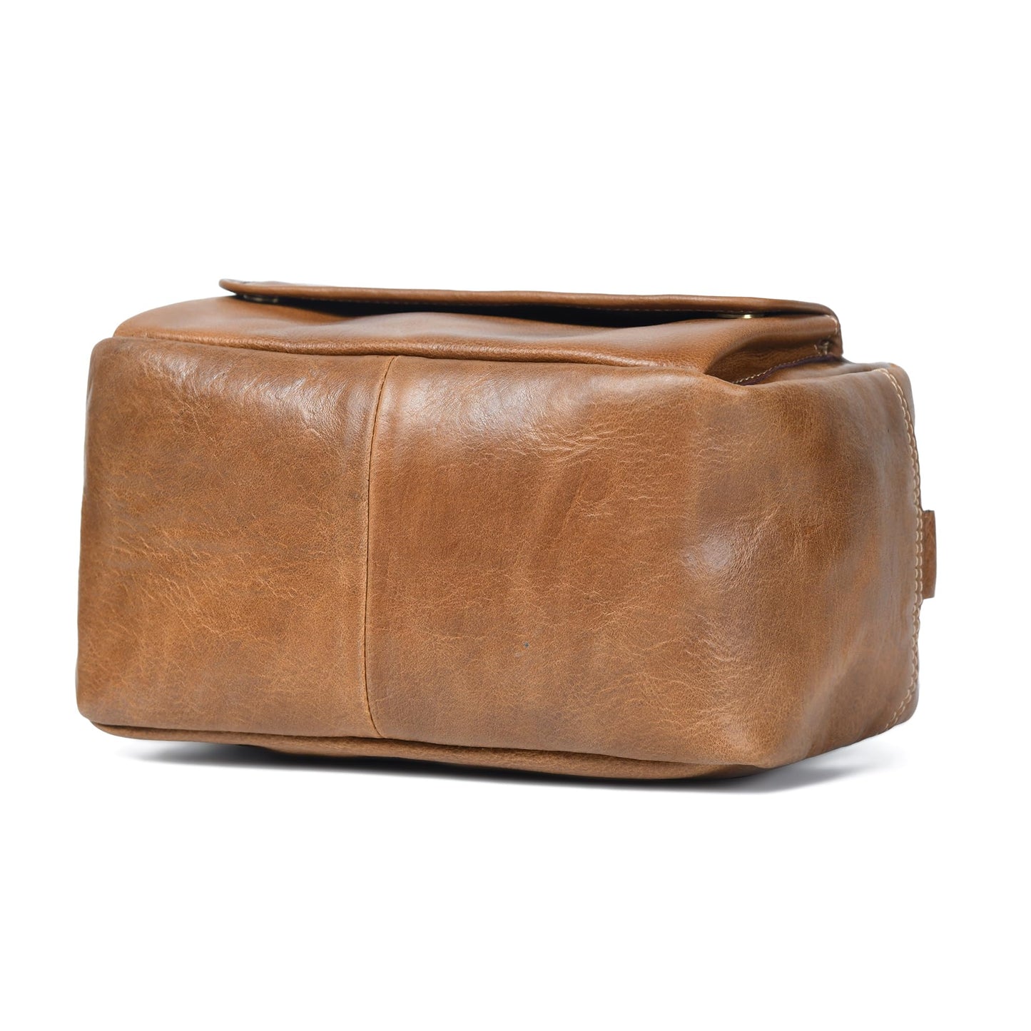 De Lira Extra Large Full-grain Leather Toiletry Bag, Shaving Kit & Cosmetics Case, 10x6x5.5 in, Travel Organizer for Men & Women, Light Brown