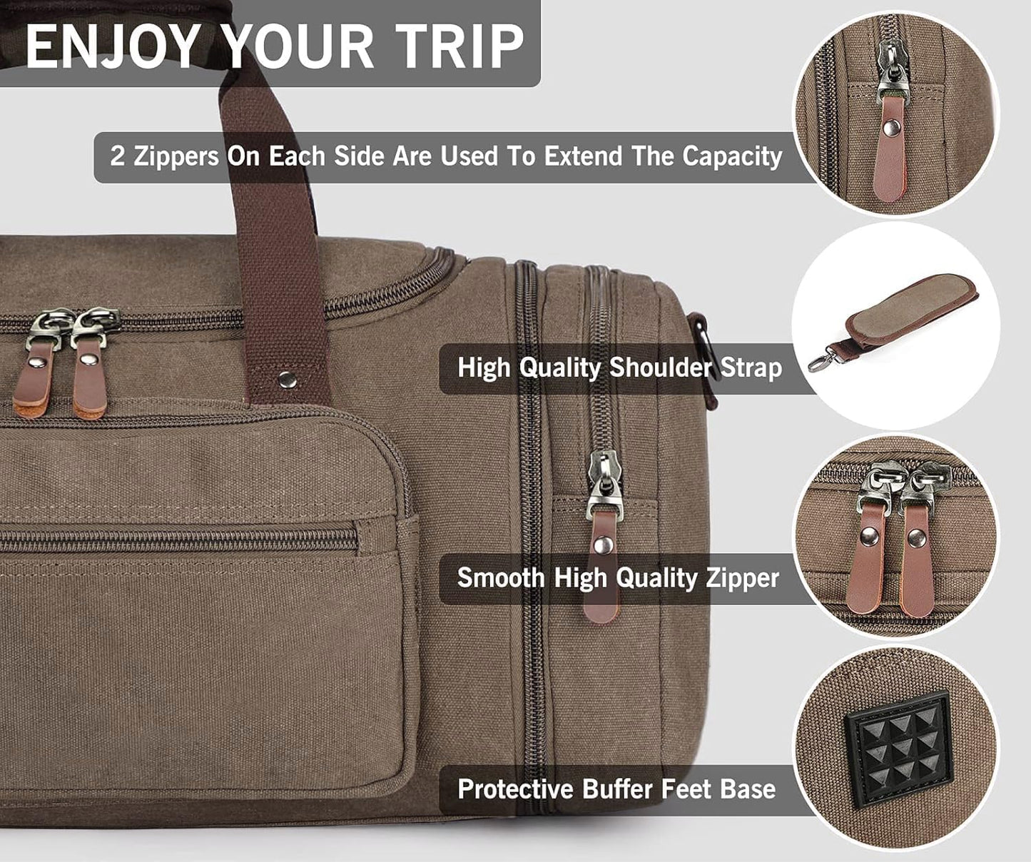 Sechunk Duffle Bag Canvas Large Outdoor Shoulder Bag Overnight Handbag Travel Tote Luggage Weekender Bag