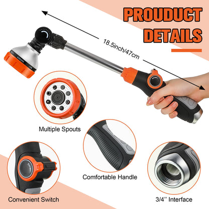 Saillong 2 Pack Garden Hose Wand, Adjustable Watering Wand with Textured Handle, 8 Spray Patterns Hose Sprayer for High Plants, Lawn, Car Washing and Irrigation