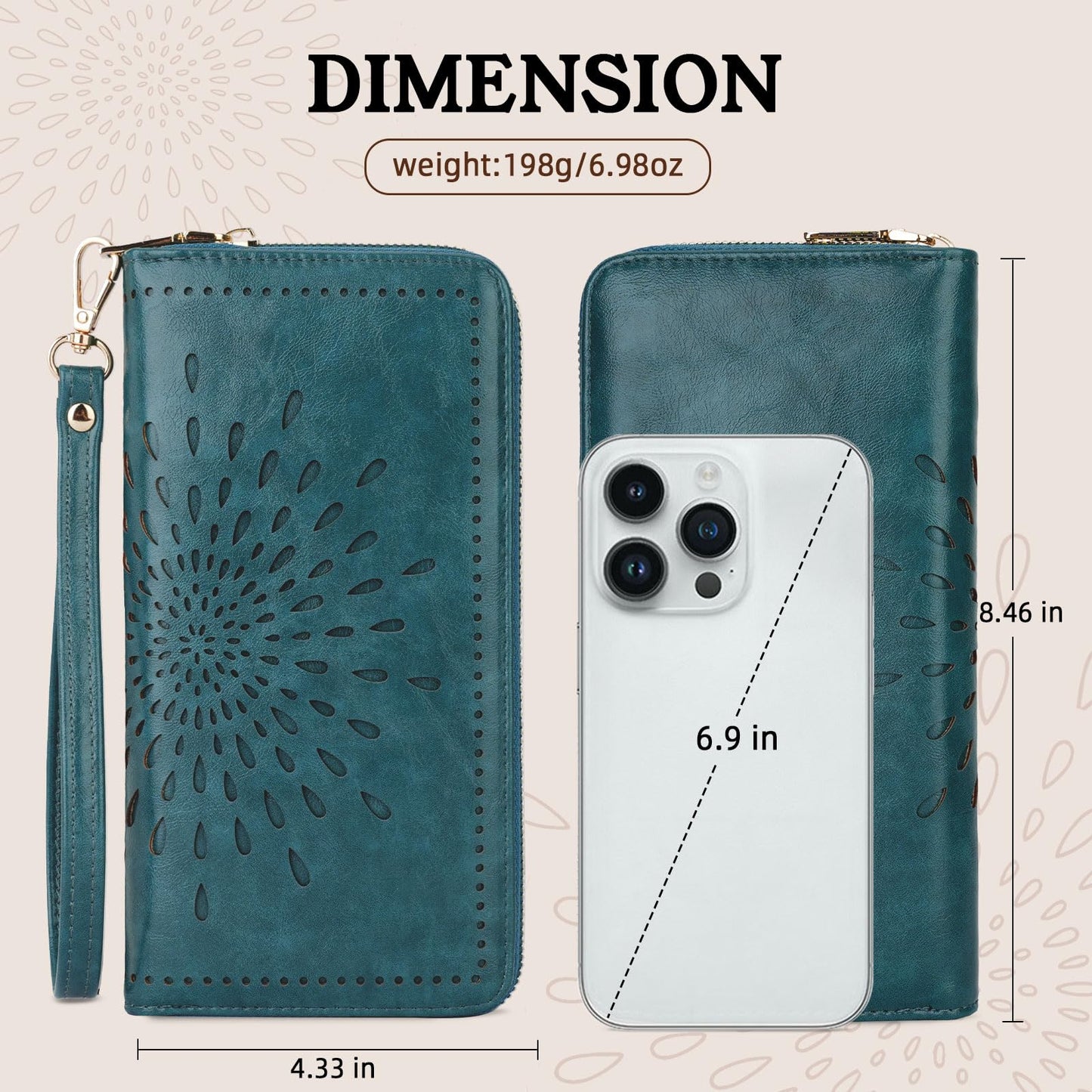APHISON Wallet Women Large Capacity Clutch Purse For Ladies Card Holder RFID Wristlet Phone Zipper Coin Travel Pocket