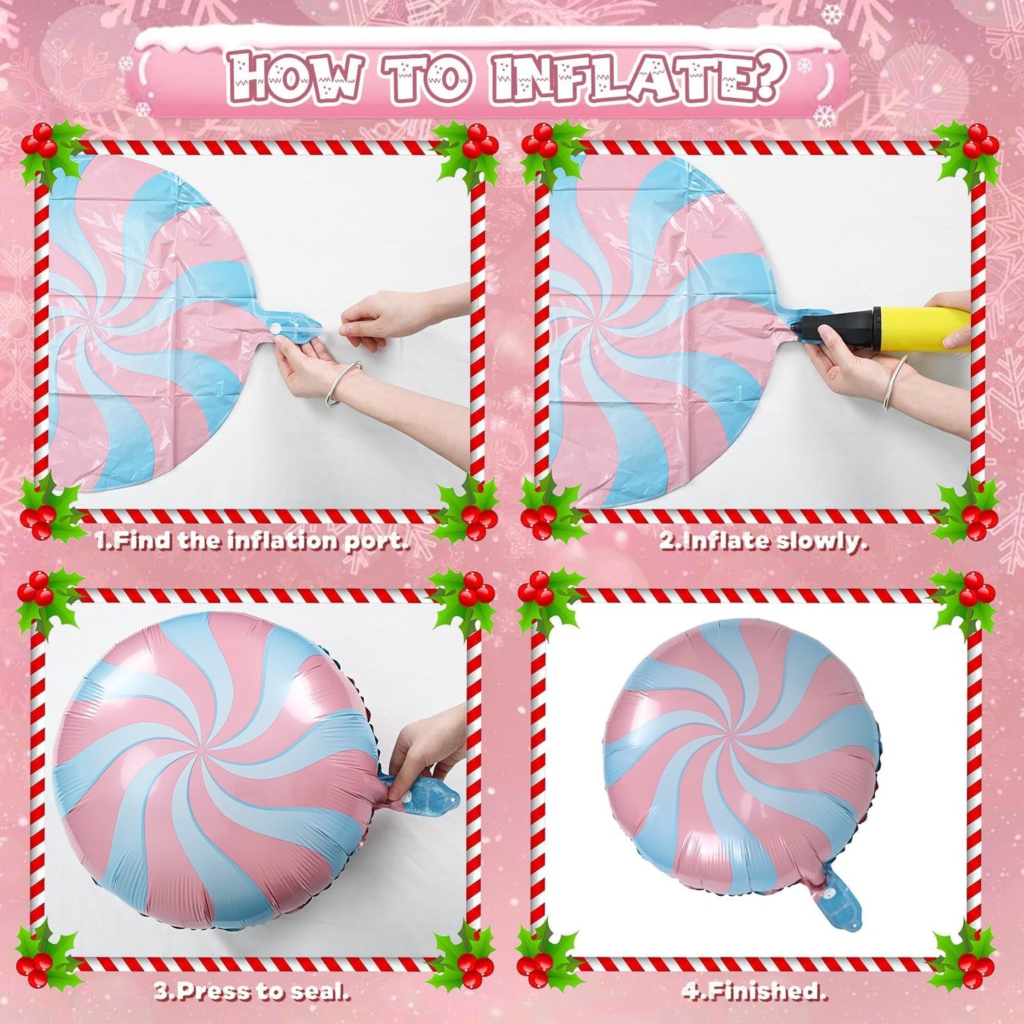 Christmas Gingerbread Balloon Garland Arch Kit Pink Teal Balloons Arch Kit with Candy Cane Foil Christmas Mylar Balloons for Xmas New Year Cookie Exchange Gingerbread House Holiday Party Decorations