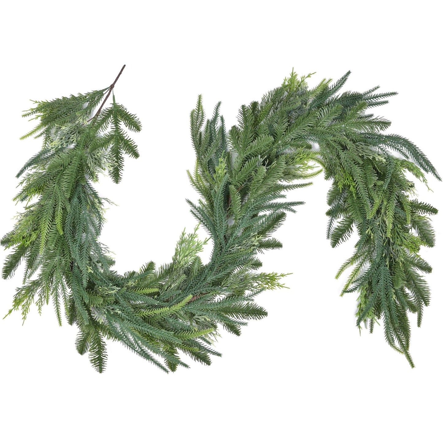 Artiflr Christmas Norfolk Pine and Cedar Garland for Holiday Mantel, Fireplace, Table Decor