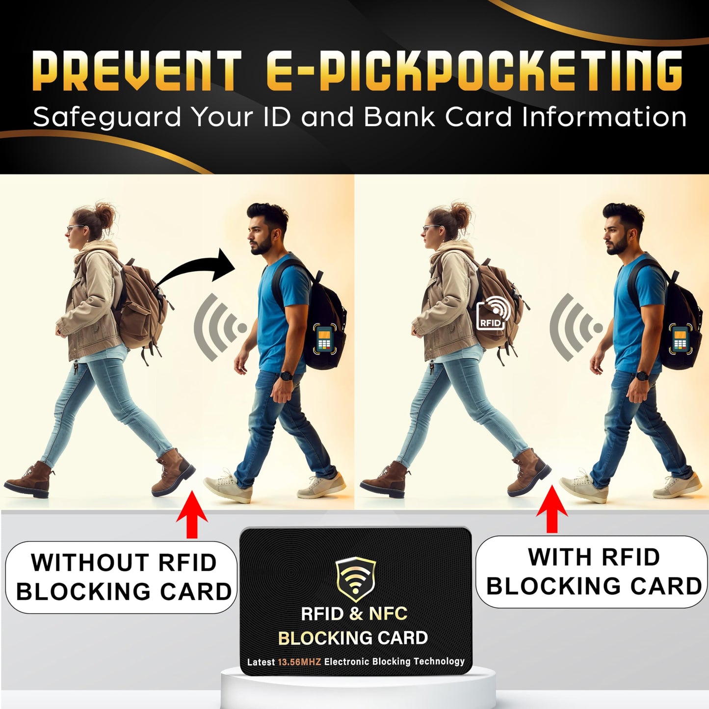 SaiTech IT 5 Pack RFID Blocking Card, One Card Protects Entire Wallet Purse, NFC Contactless Bank Debit Credit Card Protector ID ATM Guard Card Blocker–(Black)