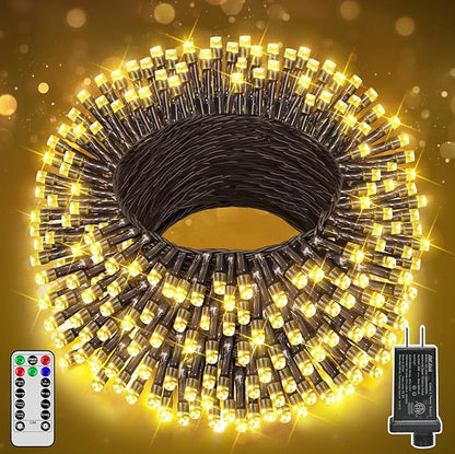 Christmas Tree Lights 98 FT 300 LED, Warm White Christmas Lights Indoor Plug in, 8 Modes Twinkle String Lights for Bedroom Party Ceiling Xmas Home Decorations