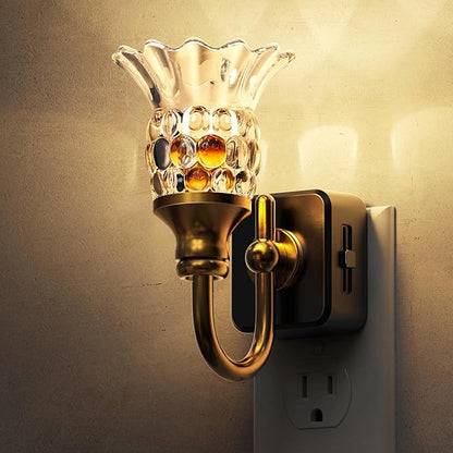 L LOHAS LED Night Lights Plug into Wall, 3000K Soft White LED Floral Night Light with Auto Sensor, 0-100lm Adjustable Brightness Plug in Nightlight, for Hallway Bedroom Stairway Gift
