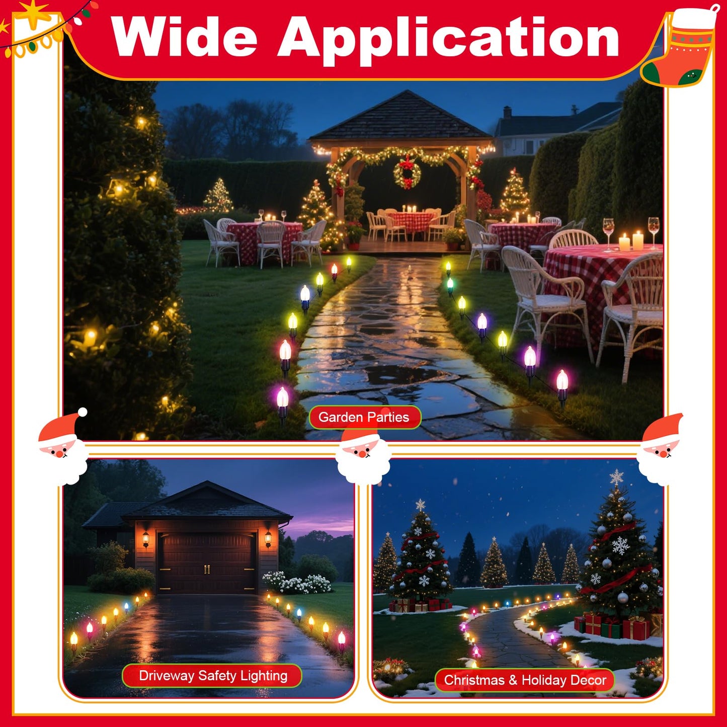 60 Pcs 7.5 Inch Christmas Light Stakes, Christmas Yard Stakes for C7 C9 Christmas Lights, Garden Path Walkway Holiday Decorations(Black)