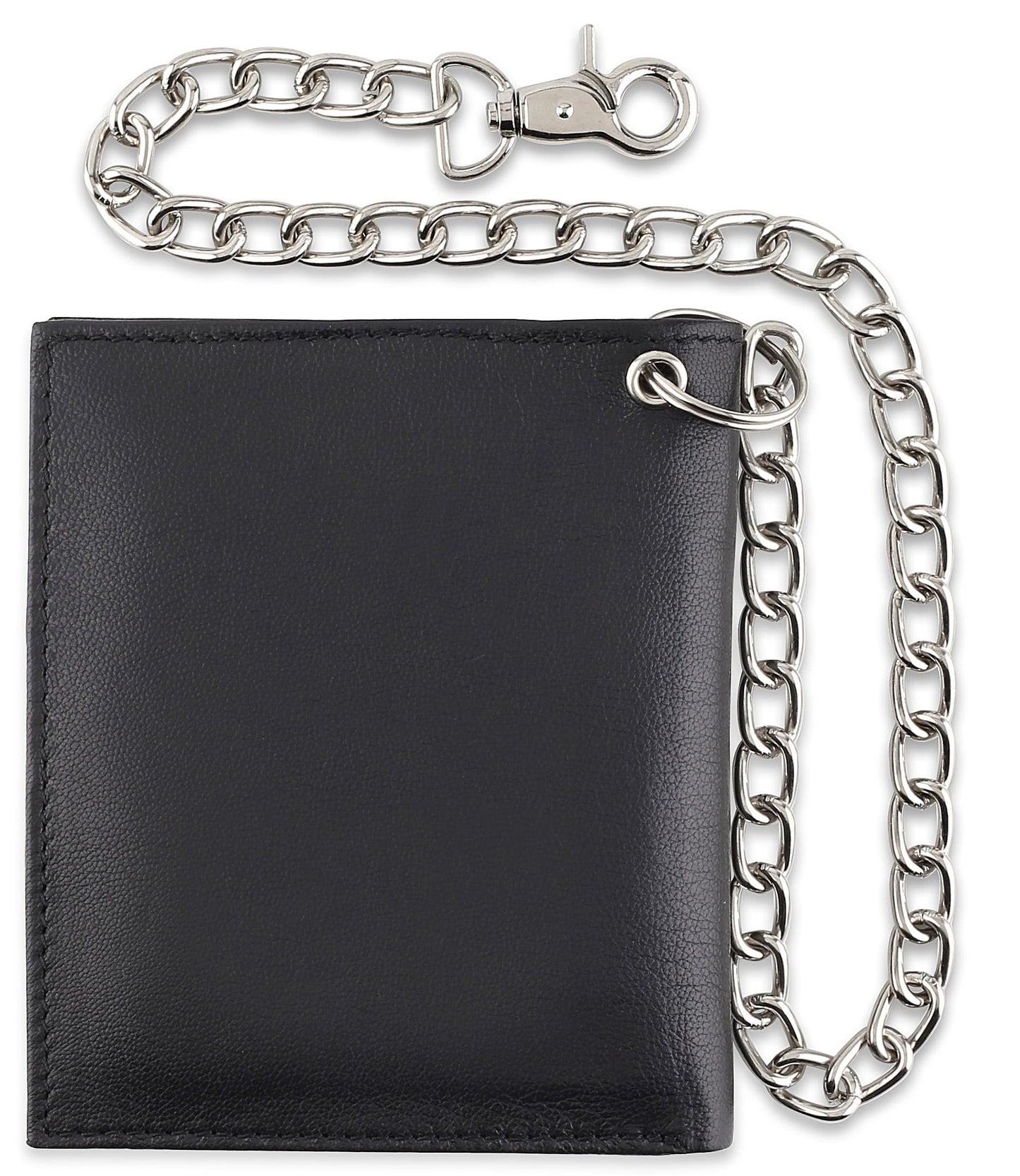 F&L CLASSIC Mens Chain Wallet Large Capacity | RFID Blocking | Buffalo vintage Leather | Bi-Fold Big Hipster | 186 black w/chain