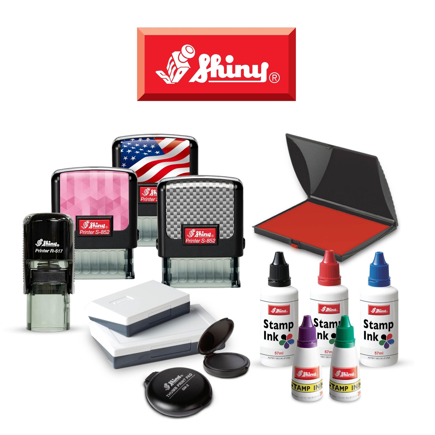 Shiny Pleasure Serving You Stamp, Round Self Inking Stamp for Office and Retail, Purple Ink