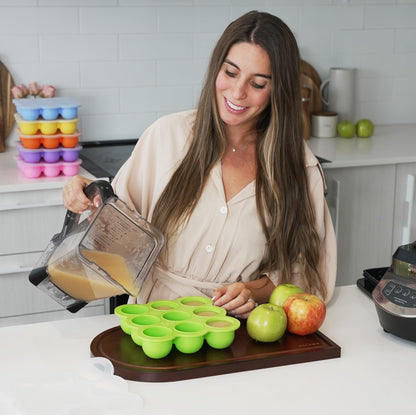 Kiddo Feedo Baby Food Freezer Tray with Silicone Clip-On Lid - Free E-Book by Award-Winning Author/Dietitian - Green